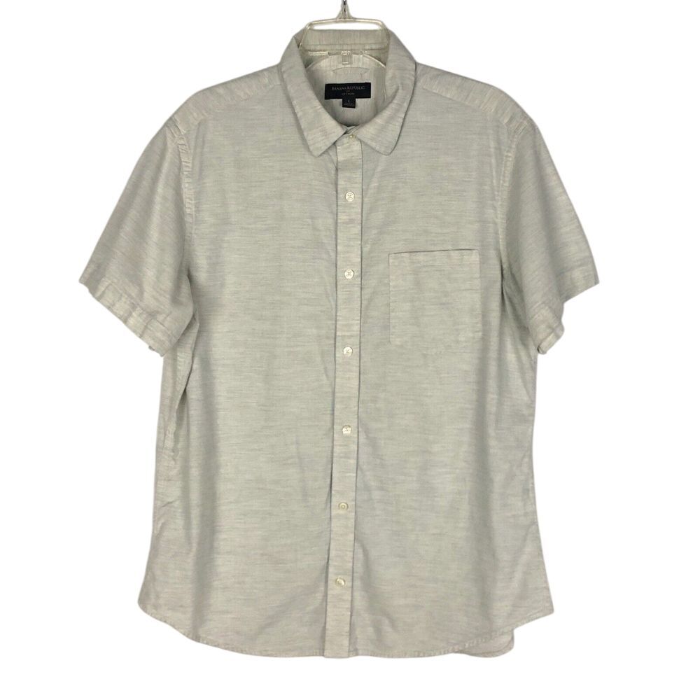 Banana Republic Soft Wash Light Gray‎ Button Front Shirt Men's L
